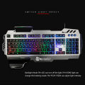 HXSJ 7Pin Pk-900 Gaming Keyboard Rgb Backlight Computer Keyboard With Mo-bile P-hone HO-lder Wrist Rest S-ilver. 