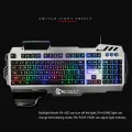 HXSJ 7Pin Pk-900 Gaming Keyboard Rgb Backlight Computer Keyboard With Mo-bile P-hone HO-lder Wrist Rest S-ilver. 
