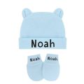 Custom Name Newborn Baby Cotton Beanies Hospital Hat and Mittens Set Solid Candy Color Stretchy Infant Warm Cap Gloves 0-1 Years.
