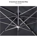 Double Top Deluxe Solar Powered LED Rectangle Umbrella Hanging Umbrella Outdoor Market Umbrella Navy Blue Patio Umbrellas. 
