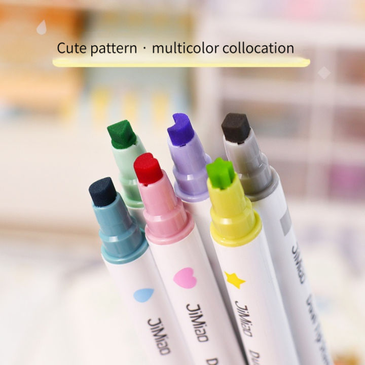 6%20Colors%20Star/Heart/Moon/Drop/Square%20Stamp%20Double%20Headed%20Art%20Marker%20Highlighter%20Pen%20for%20Scrapbook%20Diary%20Poster%20Christmas%20Card%20-%20Image%204