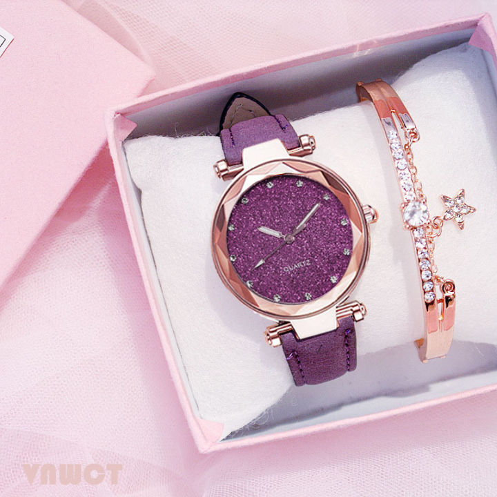 2pcs%20Set%20Luxury%20Fashion%20Women%20Quartz%20Watches%20And%20Diamond%20Bracelet%20Clock%20Wristwatch%20No%20Box%20-%20Image%204