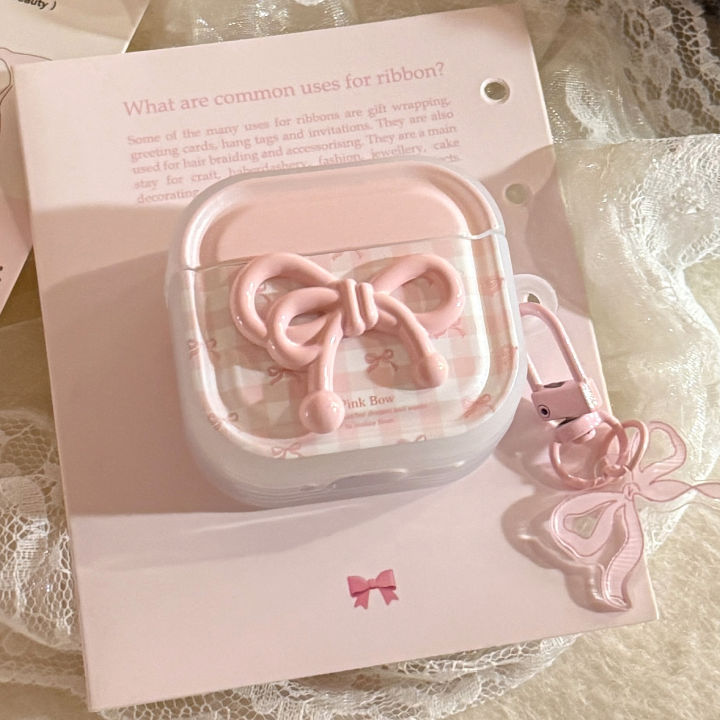 Sroof%20Case%20for%20Airpods%201%20Airpods%202%20Airpods%203%20Airpods%204%20Airpods%20pro%202%20Earphone%20Case%20New%20Pink%20Grid%203D%20Pink%20Tie%20with%20Light%20Pink%20Float%20Tie%20Pendant%20Earphone%20Protective%20Cover%20-%20Image%204