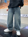 Children's clothing boys fashion loose 2024 new trousers jeans straight leg pants. 