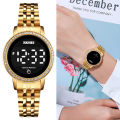 SKMEI 1669 Golden Stainless Steel Digital Watch For Women - Golden. 