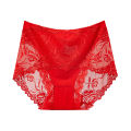 Light Luxury Lace Modal Cotton Belly Contracting Underwear Lady Sexy Traceless Mid Waist Hip Lifting Large Size Cotton Crotch Briefs Women.
