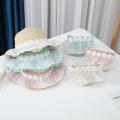 Straw Material Kids Beach Set Stylish Adjustable Size 2 Piece Girls Straw Hat Lightweight Lace Detail Summer Hat Bag Combo for Outdoor Activities Beachwear Summer Travel Sun Safety Girl’s.