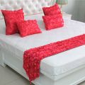 Romantic Red Roses Bed Runner Luxury laciness rose Bed Tail Towel Bedding Scarf Wedding Home Hotel Bedroom Decorations.