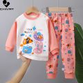 New 2023 Kids Boys Girls Pajamas Cartoon Long Sleeve Cute T-Shirt Tops with Pants Toddler Baby Autumn Sleeping Clothes Sets.