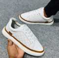 Uniqe Design Embrotary Sneakers for Men-White. 