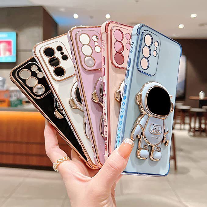 Side Electroplating Love for Samsung A34 Phone case S23 Fine Hole All-Inclusive A53 Astronaut Bracket Protective Cover