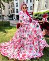 Women Eid Collection Stylish Attractive Design Flower Long Gown Dress Tops One Piece Long Kurti For Girls. 