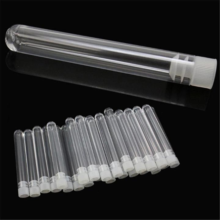 10 stks clear plastic test tube with cap - shaped bottom long transparent test tube lab provides 3 sizesliquid packaging