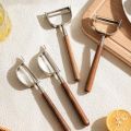 U-Shaped/D-Shaped Walnut Wood Peeler Non-slip Efficient Fruit Peeler Retro Peeling Machine Picnic.