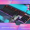 FVQ609 RGB Color True Mechanical Keyboard Gaming Rainbow Glowing 104 Keys Laptop Computer Notebook USB Wired Keyboard-Mouse Set.