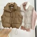 Women Vest Coat Women's Stand Collar Sleeveless Vest Coat with Zipper Placket Pockets Autumn Winter Solid Color Thickened. 