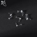 ZS 1 Piece Glass Clear Nose Piercing Retainer I L Shape Nose Studs Invisible Nostril Helix Cartilage Piercings Jewelry 18-10G. 