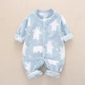 Autumn Winter Newborn Baby Clothes Dinosaur Print Baby Boy Romper Warm Infant Baby Boy Girl Soft Fleece Jumpsuit Pajamas.
