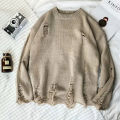 【NShisasN】Autumn and Winter Sweaters Men's Broken Hole Loose Fashion Korean Version Hollow out Beggar Round Neck Couple Pullover Knit. 