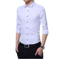 Spring and Autumn Long sleeved Silky White Shirt New Slim Fit Business Casual No iron Professional Men's Inch Clothes Fashion Best Man Group Clothing.