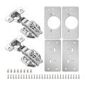 4Pack Cabinet Hinge Repair Plate with 2Pack Full Overlay Soft Closing Cabinet Hinges-Hinge Repair Kit Plate for Cabinet Durable Easy to Use.