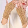 New Women Fashion Winter Fingerless Gloves Girl Warm Soft Wool Knitted Mittens Wrist Arm Hand Half Finger Elastic Short Gloves 1Pair.