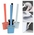 Wall-mounted Silicone Toilet Cleaning Brush With Quick Drying Holder Set Soft Brush Flat Head Gap Bathroom Accessories.