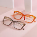New Cat Eye Reading Glasses Transparent Diamond Rimmed Fashion HD Resin Foreign Trade Reading Glasses Cross-Border Presbyopic Wholesale.
