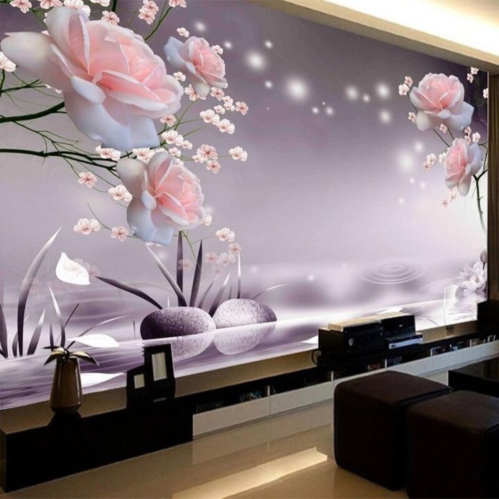 Custom%203D%20Wall%20Mural%20Modern%20Rose%20Flowers%20Wallpaper%20Living%20Room%20TV%20Sofa%20Bedroom%20Romantic%20Home%20Decor%20Papel%20De%20Parede%20Sala%20Frescoes%20-%20Image%204