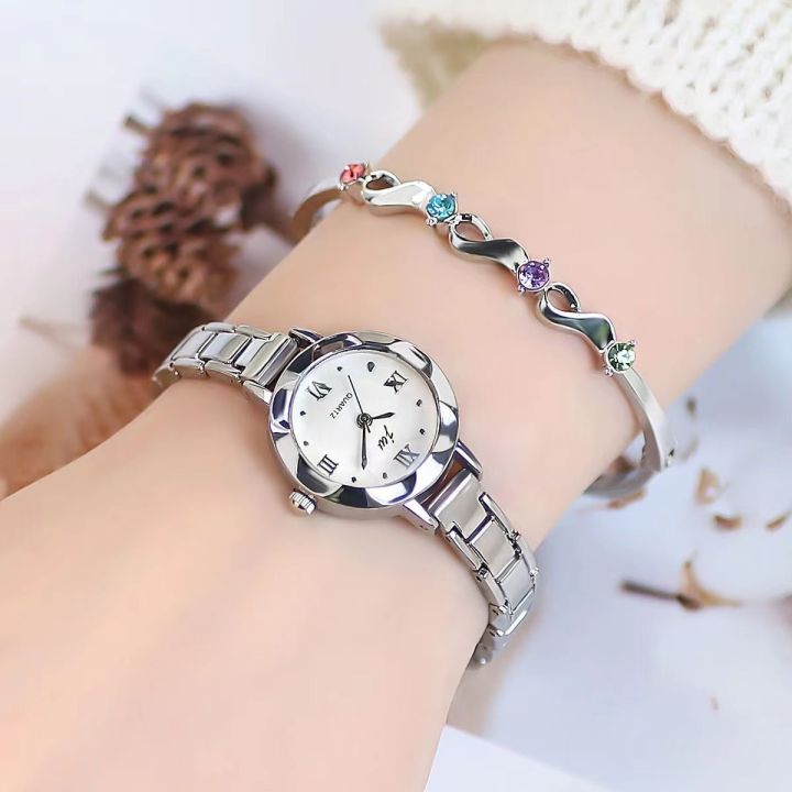 Fashion Small Dial Silver Watch for Women Stainless Steel Ladies Wristwatch Dress Women's Quartz Bracelet Clock