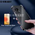 For VIVO Y02A Case Transparent Air Cushion Shockproof Silicone Clear + VIVOY02A Tempered Glass Screen Protector Film.