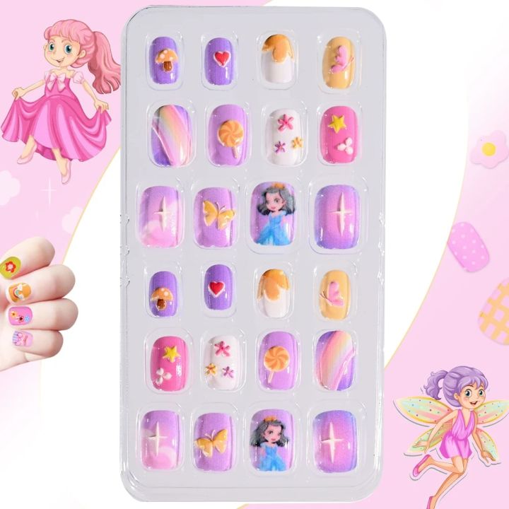24pcs/Box%20False%20Nail%20Tips%20Rainbow%20Fairy%20Full%20Cover%20Detachable%20Press%20on%20Nails%20Nail%20Kids%20Children%20Girls%20Gift%20Manicure%20Tips%20-%20Image%206