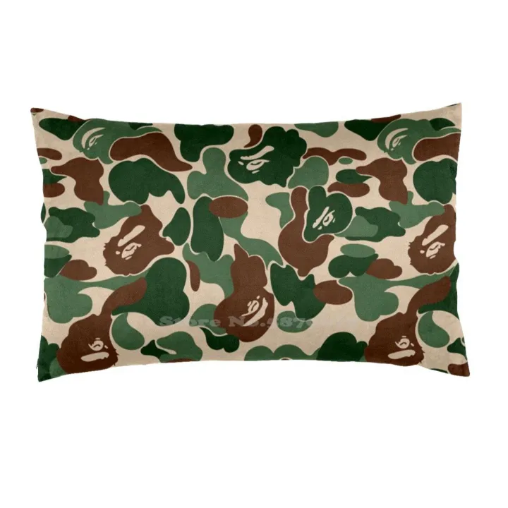 Bape Ape Camo Soft Comfortable Rectangle Pillow Cover Bape Versache Expensive Ape Rapper Cool Fun Designer Desiigner Air Shoes