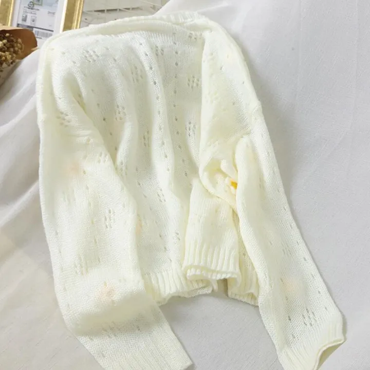 Women%20cardigan%20Sweaters%20Korean%20Sweet%20V-neck%20Floral%20Printing%20Hollow%20Out%20Knitted%20Cardigans%20Female%20Casual%20Long%20sleeve%20Sweater%20Coat%20-%20Image%204