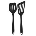 2 Pcs Silicone Slotted Fish Turner Spatula, Spatulas for Non Stick Cookware Baking,Cooking,Heat Resistant,Black. 