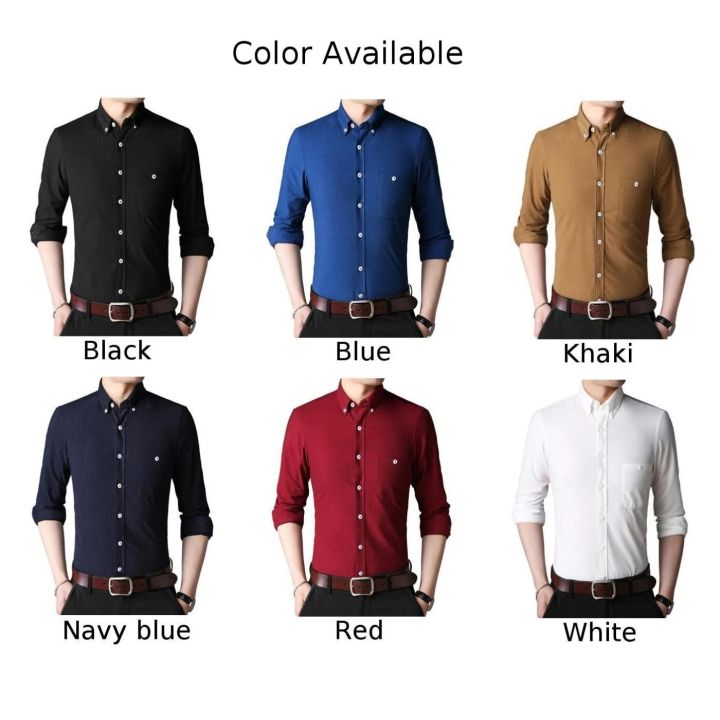 Men's%20Thick%20Fabric%20Shirts%20And%20Blouses%20Solid%20Color%20Long%20Sleeve%20Casual%20Slim%20Fit%20Formal%20Business%20Dress%20Up%20Tops%20Shirt%20Clothing%20-%20Image%206