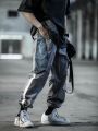 ENSHADOWER 20SS Techwear Metal Nylon Stitching Drawstring Loose Reflective Strips Pants Fashion Streetwear cyberpunk Darkwear. 