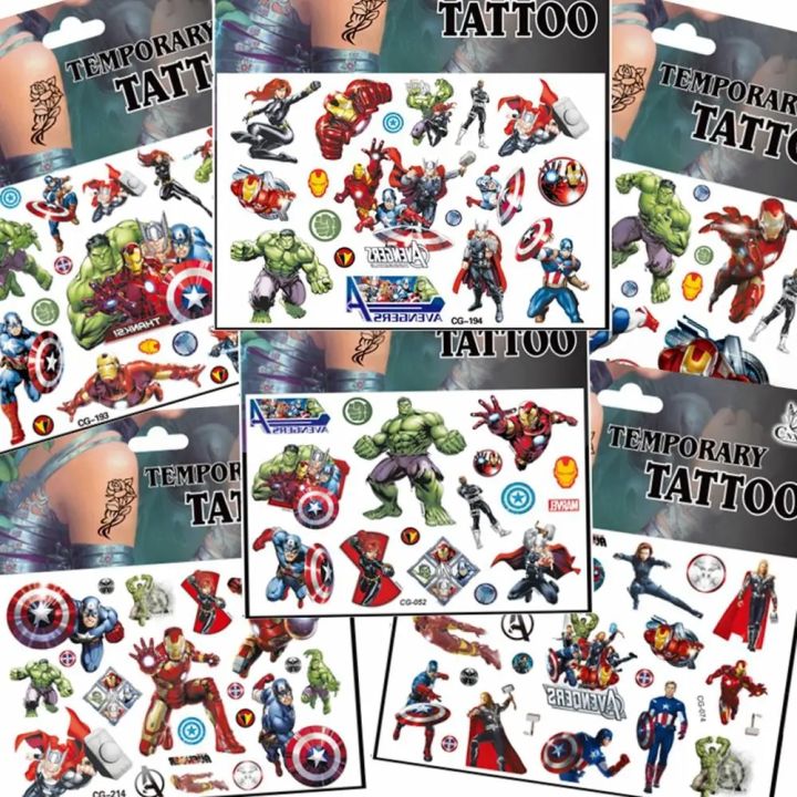 Marvel%20Spiderman%20Tattoo%20Sticker%20Action%20Figure%20Anime%20Iron%20Man%20Avengers%20Waterproof%20Tattoo%20Sticker%20For%20Boys%20Toys%20Kids%20Birthday%20Gift%20-%20Image%203
