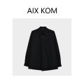 AIX KOM|Fashionable Designer Lapel Fashion Casual All-Match Light Luxury Temperament Shirt Solid Color Simple.
