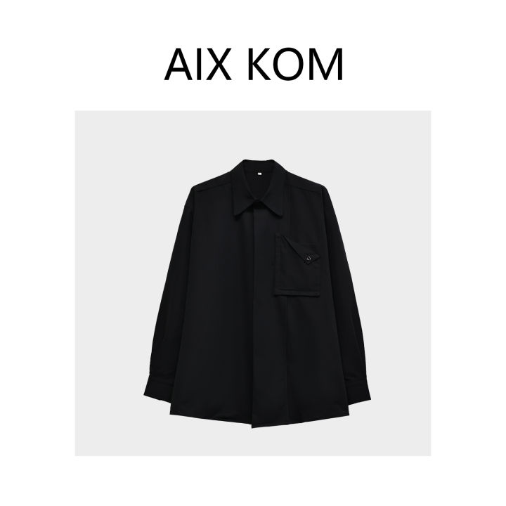 AIX%20KOM%EF%BD%9CFashionable%20Designer%20Lapel%20Fashion%20Casual%20All-Match%20Light%20Luxury%20Temperament%20Shirt%20Solid%20Color%20Simple%20-%20Image%205