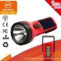 Plastic solar powered hand held led flashlight rechargeable solar torch lights with solar board charging. 