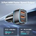 QOOVI 44W Car Charger PD USB Type C 3 Ports Fast Charging USB Quick Charge Phone Charger For iPhone 14 Pro Xiaomi Samsung Huawei. 