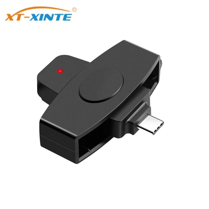 XT-XINTE USB-C CAC Smart Card Reader Memory ID Bank EMV Electronic Citizen SIM Backup Copy Connector Adapter for Mac OS Windows