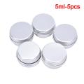 5Pcs Aluminum Mini Round Tin Metal Container Bottles Storage Jar Screw Lids Box. 