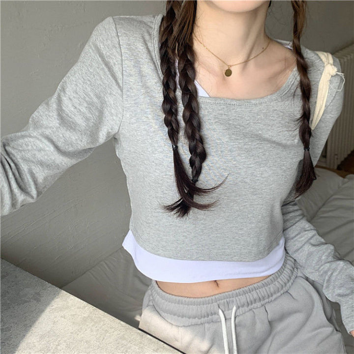 Long%20Sleeve%20T-shirts%20Womens%20Two%20Piece%20Cropped%20Tops%20Streetwear%20Slim%20Daily%20Korean%20Style%20Ulzzang%20Chic%20Tees%20Female%20Design%20Hot%20-%20Image%202