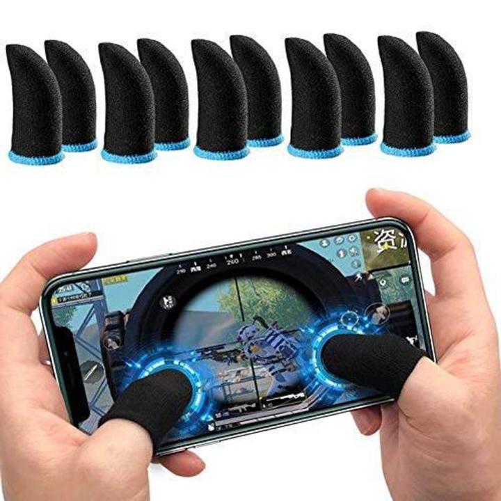 10 Pair ( 20 Pice ) Gaming Finger Sleeves for Mobile Game Controllers Pack of  Anti-Sweat Breathable Seamless Thumb Finger Sleeve for League of Legend, PUBG, Rules of Survival, Knives Out Black