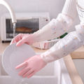 Dishwashing Gloves Thickened Rubber Laundry Gloves Women's Waterproof Rubber Household Fleece-Lined Durable Housework.