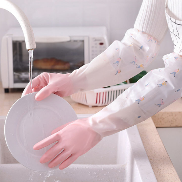 Dishwashing%20Gloves%20Thickened%20Rubber%20Laundry%20Gloves%20Women's%20Waterproof%20Rubber%20Household%20Fleece-Lined%20Durable%20Housework%20-%20Image%202