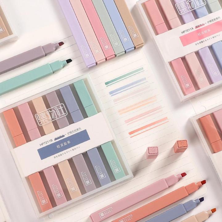 6pcs/set Soft Tip Highlighter Double Head Kawaii Marker Pen DIY Photo Album Fluorescent Pen Student Stationery - Sustainable Option