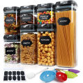 GC 7 Piece Food Storage Container Set With Marking Pen, Sticker, Measuring Spoon Durable And Impact Resistant Airtight Clear Canisters For Kitchen, Pantry.